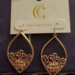 🌹Rose Gold tonefishhook crystal earrings